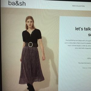 BA&SH NWT Suzon Metallic Midi Skirt Size L